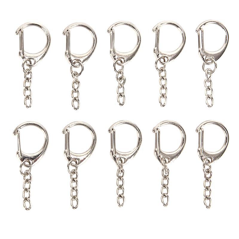 10Pcs Polished Silver Keyring Diy Keychain Short Chain Split Ring Key Rings