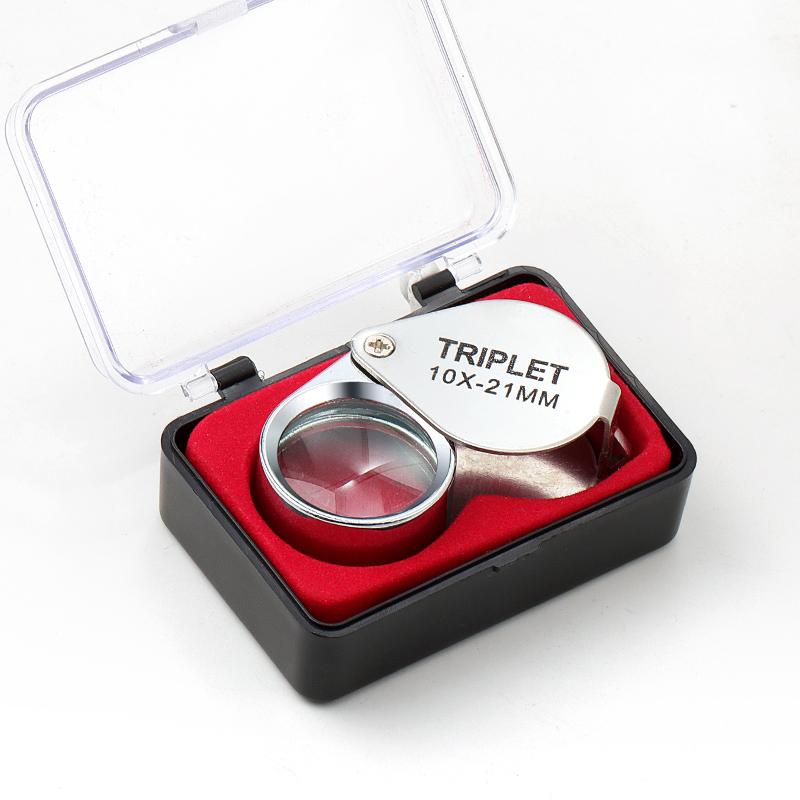 10x 20x 30X 21mm High Magnification Metal Folding Glass Lens Small Portable Jewelry Watch Identification Magnifying Glass Tool