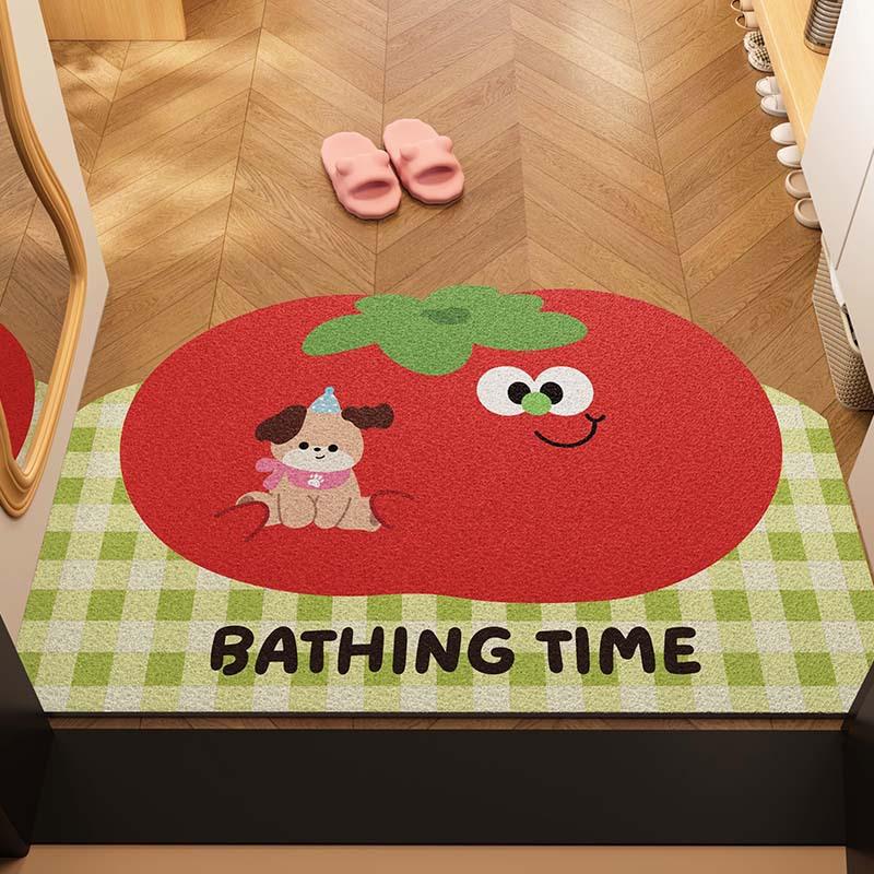 Cartoon Apple Entry Door Floor Mat Can Be Cut Silk Ring, Dirt-Resistant And Easy To Take Care Of, Entrance Door Floor Mat Entry Door Mat