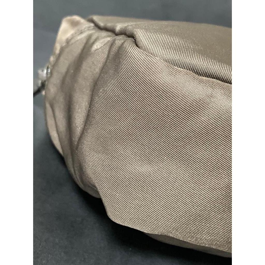 Used PRADA Nylon Tessuto Pouch Greige Cosmetic