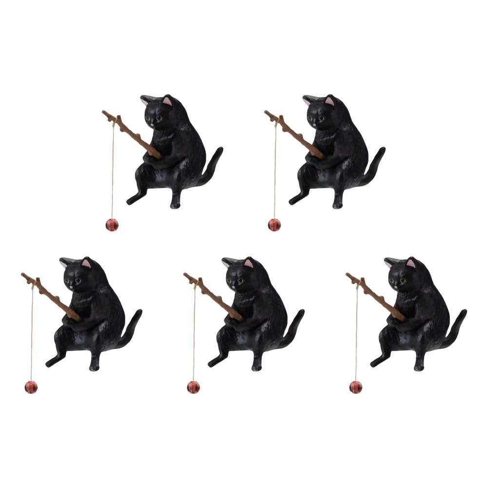 1-5pcs Fishing Cat Ornaments Sitting Fishing Little Cat Statue Fish Landscaping Cartoon Figurine Water Tank Aquarium Decorations