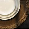 Eco-friendly round Japanese minimalist wind fringed placemat table mat coaster natural color jute modern minimalist