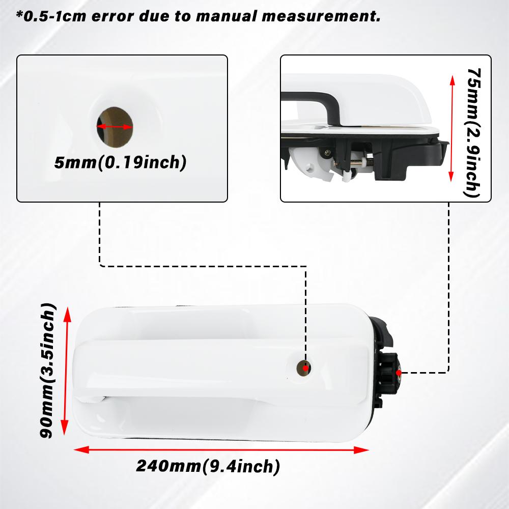 4PCS Pearl White Door Handle Set Front & Rear For Ford F150 Pick-up Truck FL3Z1522405AA JC3Z2522404AA JC3Z2626605AA