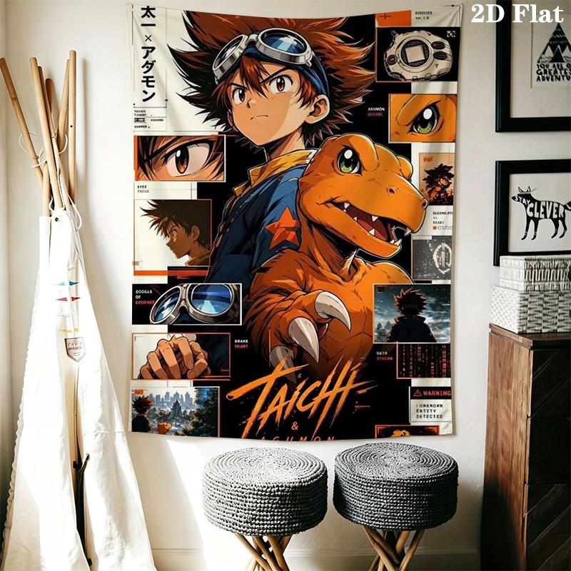 Digimon Heroes Epic Battles Await Tapestry Fashion Print Background Cloth Wall Covering Decoration Atmospheric Background Cloth Home Decor