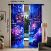 2Pcs Fantasy Landscape Curtain For Bedroom Moonlight Mountain Castle Water Floral Room Decor Nature Aesthetic For Living Room