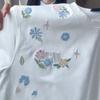 Embroidery Style Women's T-shirt Round Neck Loose Floral Pattern Ladies T-shirts Casual Comfortable Famale Short Sleeved Top