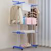 Multifunctional Floor-Standing Folding Clothes Drying Rack with Three Tiers and Winged Design for Indoor Use
