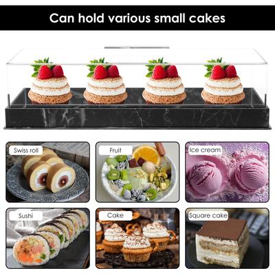 Rectangular Cake Packaging Box with Lid Acrylic Gift Box Wedding Birthday Party Muffin Cake Dessert Container Cake Stand Tray