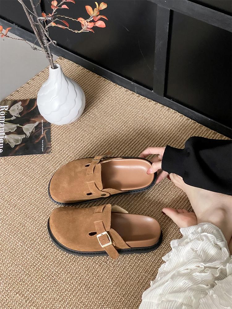 Fashion Slingback Top Quality New Leather ink panties For Women Retro Fashion Summer All-Match Sandals Shoes soft-Soled susal Sandals