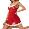 European and American Holiday See-through Plus Size Frayed Lace Lingerie Nightgown