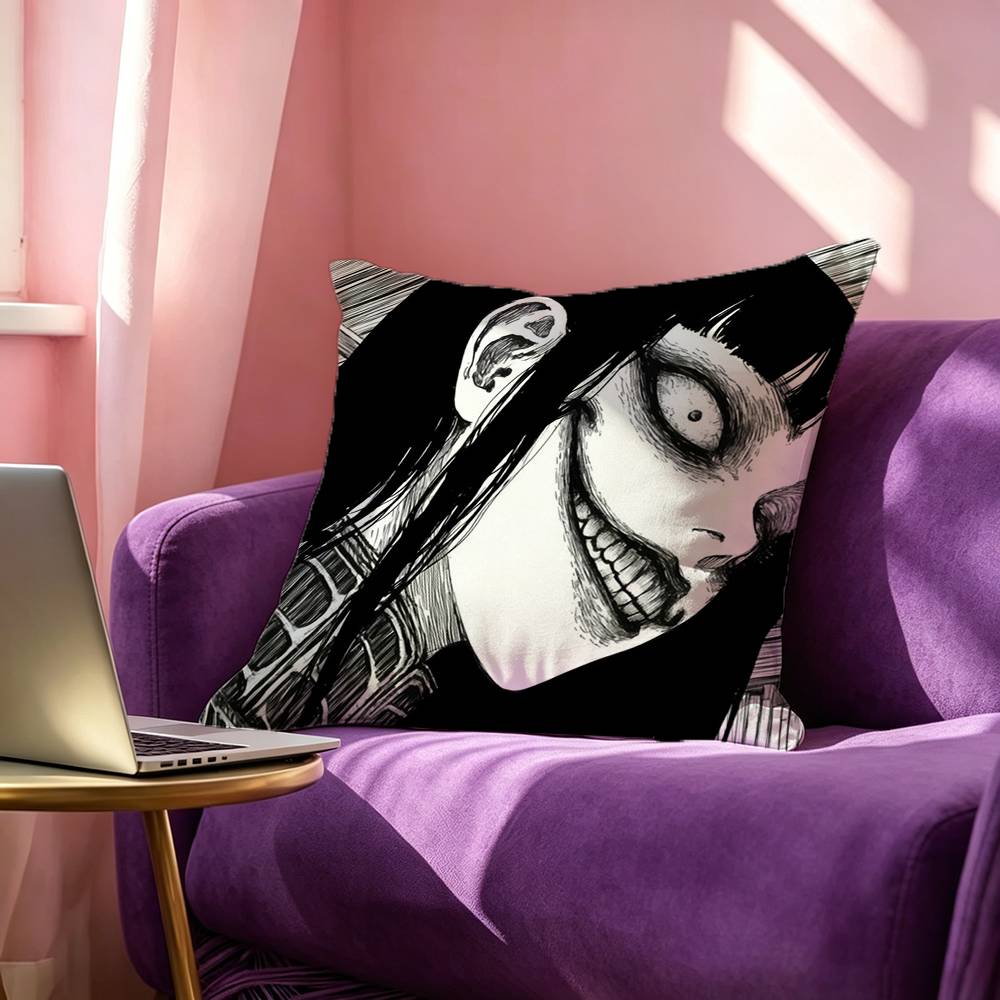 Japanese Junji Ito Tomie Square DoubleSided printed Pillow Case Bedroom Bedside Pillow Sofa Cushion Cover