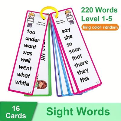 16sheet Double  Sides High-frequency English Word Learning Cards Children Reading Bookmarks Educational Toy Flash Cards