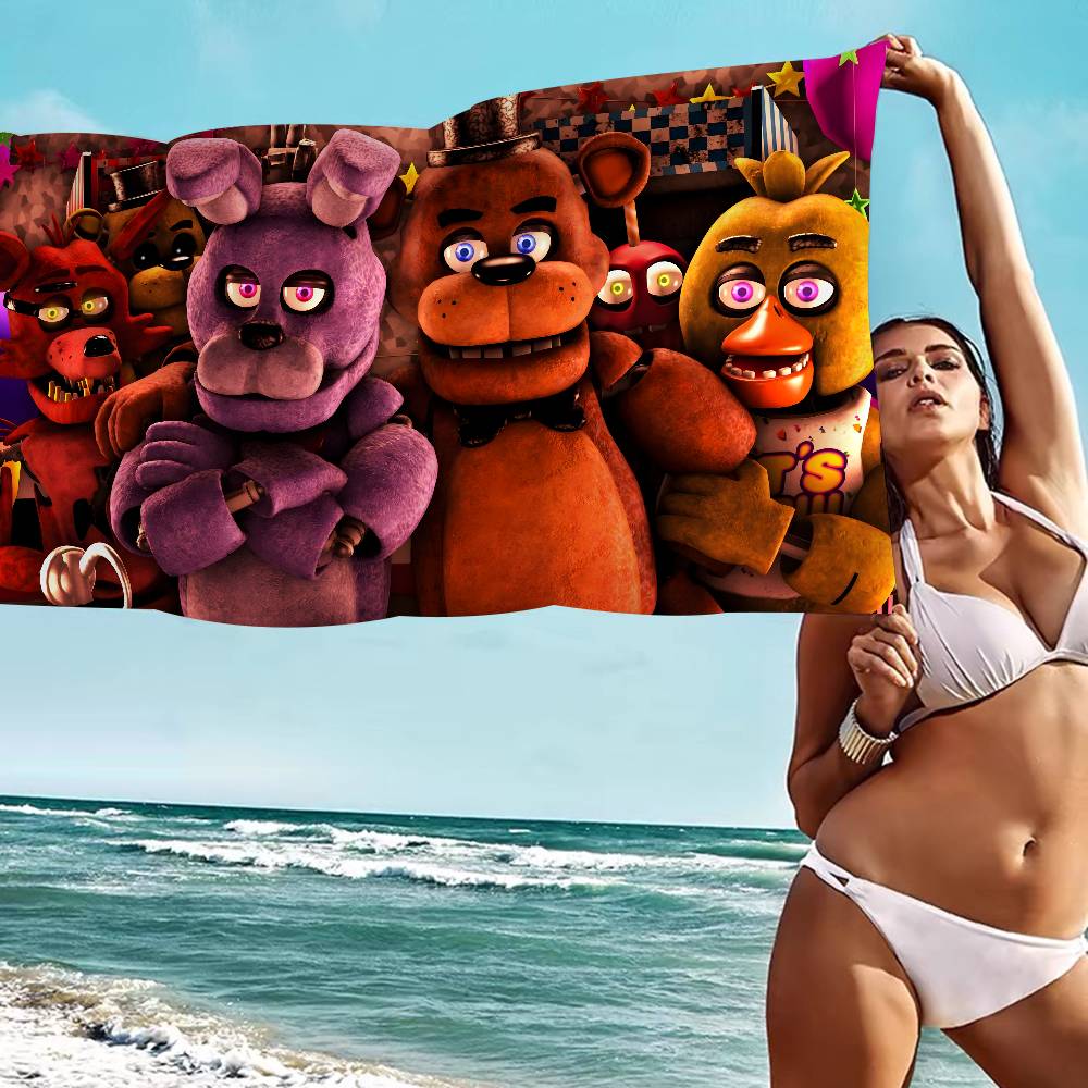 Klassisches F-FNAF Horror-Spiel Mikrofaser Bedrucktes Strandtuch Bergsteigen Yoga Strand Schwimmen Laufen Saugfähiges Weiches Handtuch