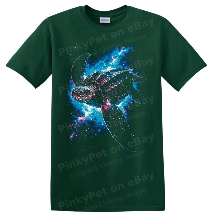 Sea Turtle T Shirt Cosmic Ocean Animal Neon Galaxy Art Graphic Tee Beach Gift