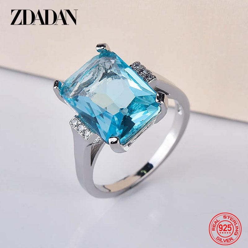 925 Sterling Silver Charm Topaz Ring for Women Luxury Wedding Jewelry Party Gift