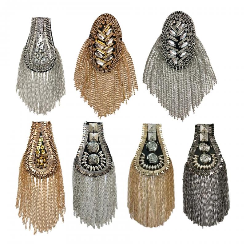 1PC/2PCS Fashion Handmade Shoulder Jewelry Tassel Rhinestones Epaulettes Cloth Accessories Brooch Epaulet Shoulder Brooches Gift