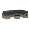9 piece garden sofa set with cushions gray poly rattan