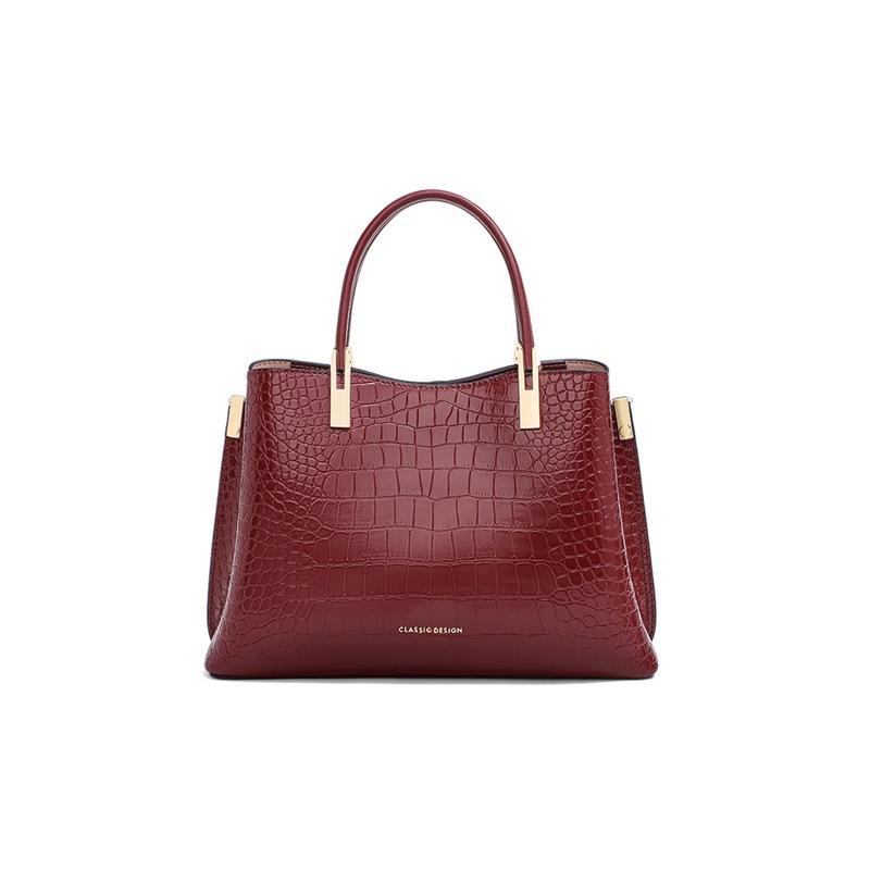 New Red Genuine Leather Women's Bag Middle-aged Mother-in-law's Light Luxury Wedding Bag for Mother's Bag