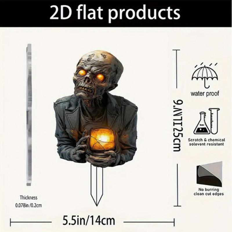 

Halloween Lantern Terror Zombie Ornament Spooky 2d Acrylic Garden Ground Plug Ornament Home Outdoor Garden Diy Decoration Gift