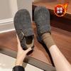 Women's Velvet Warm Flat Shoes Autumn and Winter Fluffy Shoes Lazy People Wear Cotton Shoes Outside