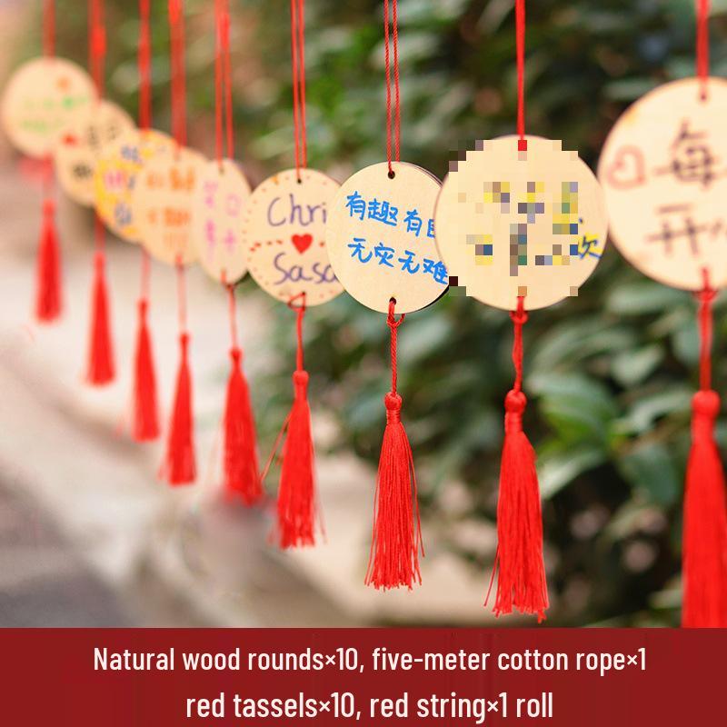 Wooden Wish Tag for Scenic Decor - Handwritten Prayer Card for School or Kindergarten Scenes