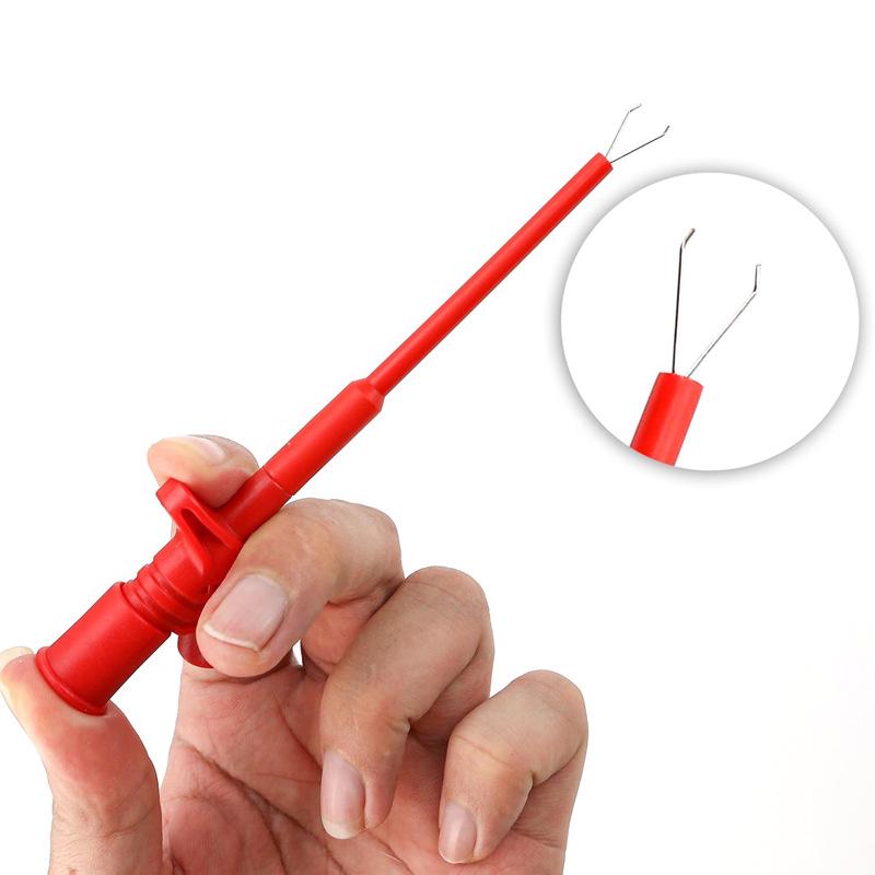 Insulated 4mm Banana Plug Multimeter Probe with Flexible High Voltage Differential Clip and Retractable Hook