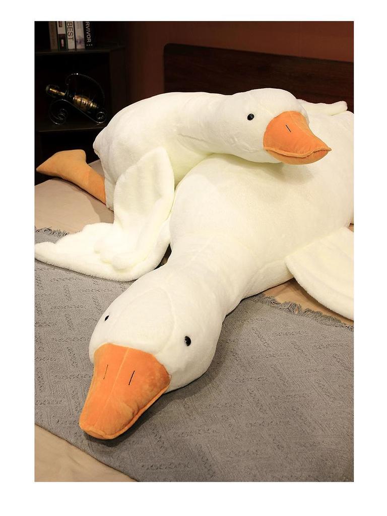 Großes weißes Gänse Plüschkissen Spielzeug - Weiche, kuschelige Stoffgans