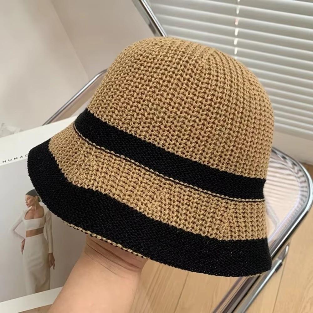 Foldable Straw Bucket Hat Wide Brim Fisherman's Hat Portable Panama Hat  Women Girls