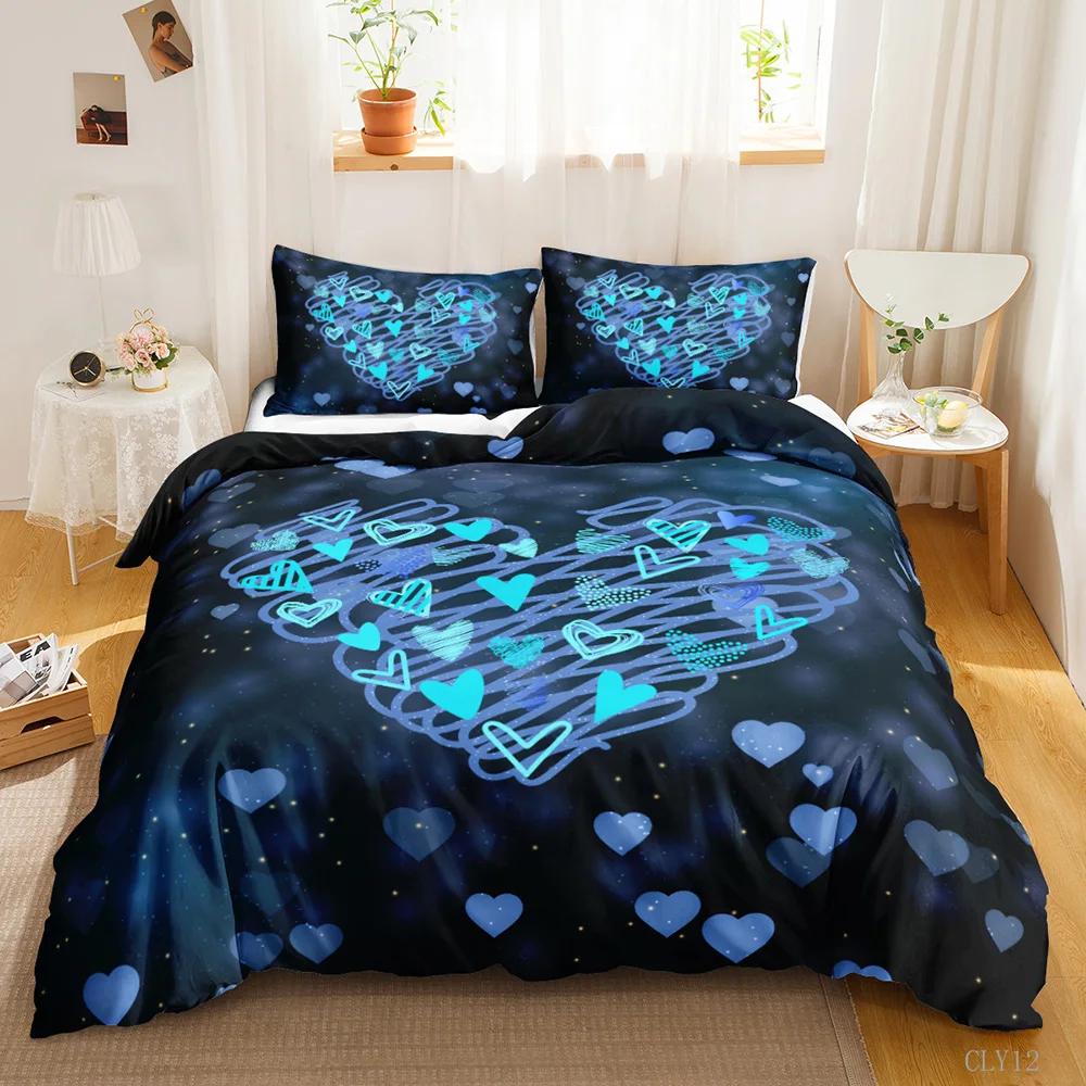 

Романтический комплект постельного белья с цветочным принтом ко Дню святого Валентина, комплект постельного белья с романтическими цветами, двуспальный, двуспальный, из полиэстера, с одеялами EU single(135x200cm)