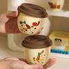 250ML Ceramic Coffee Mug Vacuum Flask Silicone Lid Direct Drinking Mouth Cute Cartoon Animals High-quality Outdoor Cup Gifts