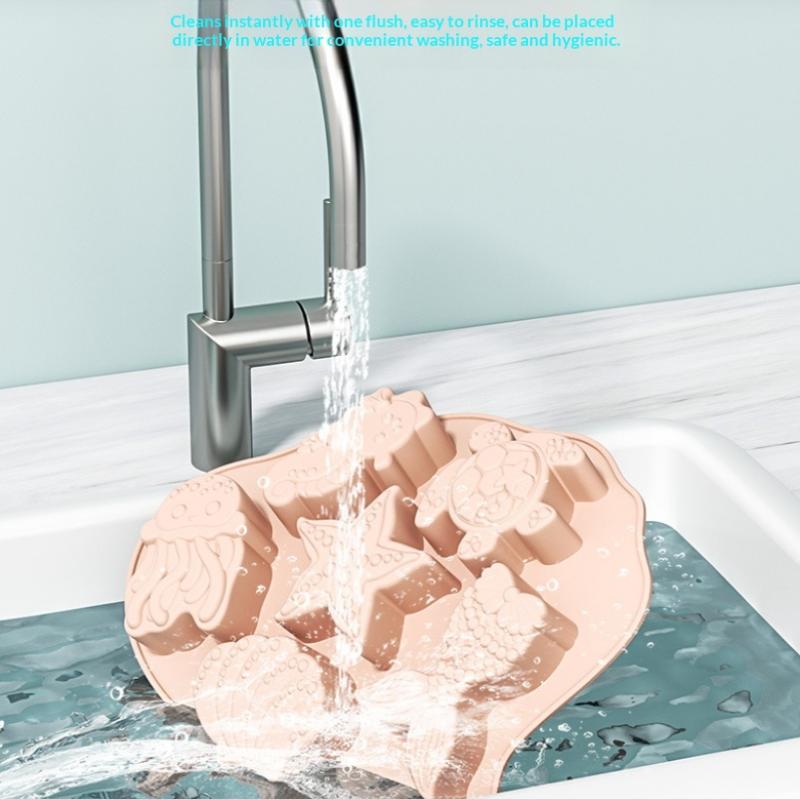 Ocean Fondant Silicone Mold Shells Mermaid Tail Seahorse Starfish Chocolate Mold Suitable For Mermaid Theme Cake Decoration Tool