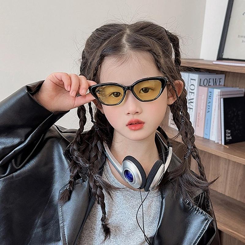 Hip Hop Punk Y2K Kore Küçük Çerçeveli Kedi Gözü Yıldız Tarzı Güneş Gözlüğü Çocuklar İçin UV Korumalı Moda Retro Gözlük