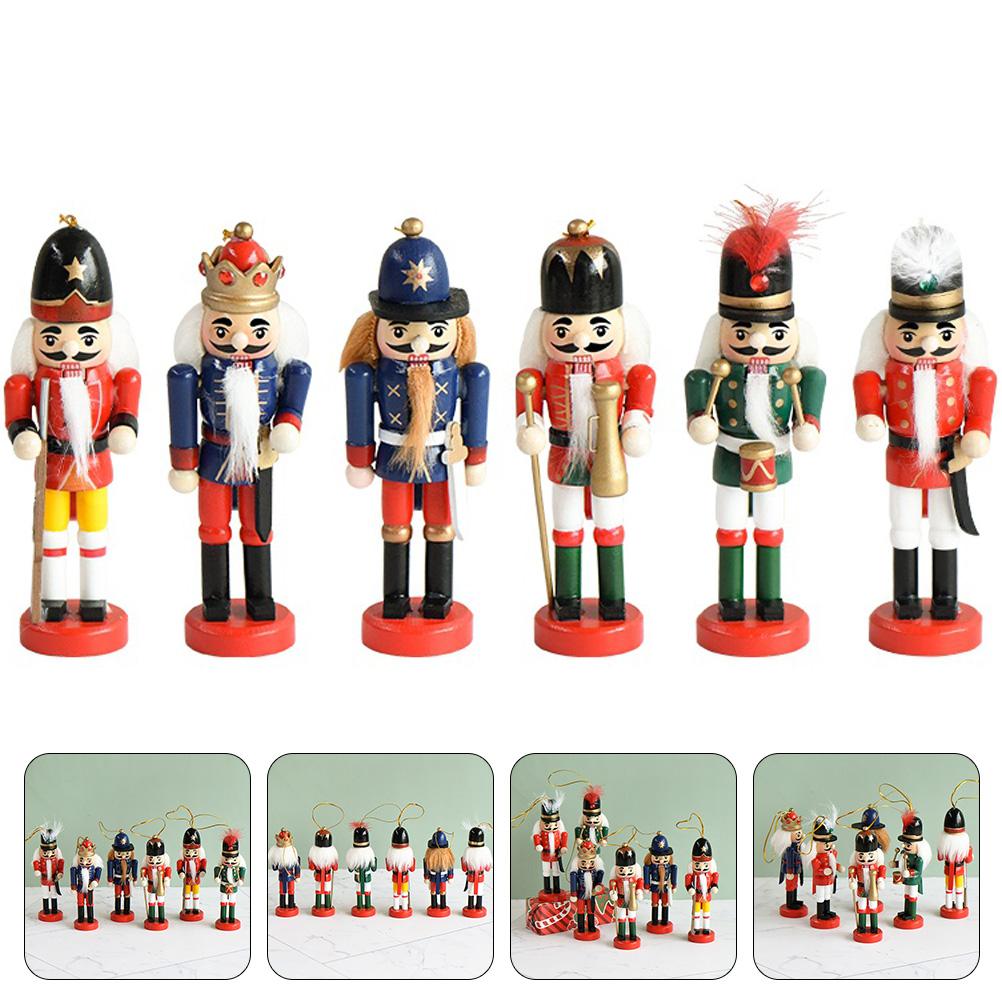 

6 шт. Щелкунчик, солдат, украшения для рождественской елки, деревянные фигурки, рождественские украшения 13CM