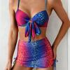 2026 Neuer Europäischer und Amerikanischer Badeanzug Bedruckter Sexy Anzug Bikini mit Hohem Bund Geteilter Badeanzug Dreiteiliges Set