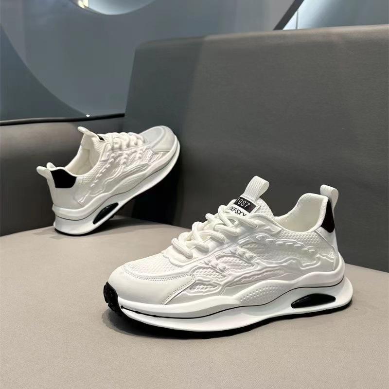 Men's Shoes Summer New Versatile Platform Sports Casual Running Breathable Mesh Shoes Men's Guochao White Shoes
