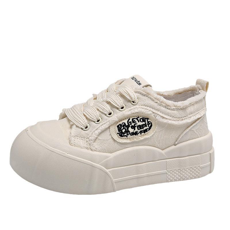 thick-soled low-top canvas shoes for women's 2025 spring new little white shoes versatile student sports and leisure board shoes tide