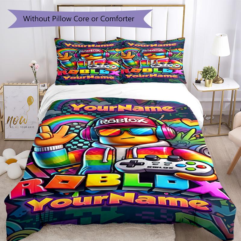 Roblox 167 Customize Your Name Bedding Set Breathable Duvet Cover with Pillowcases Home Decoration Birthday Gift