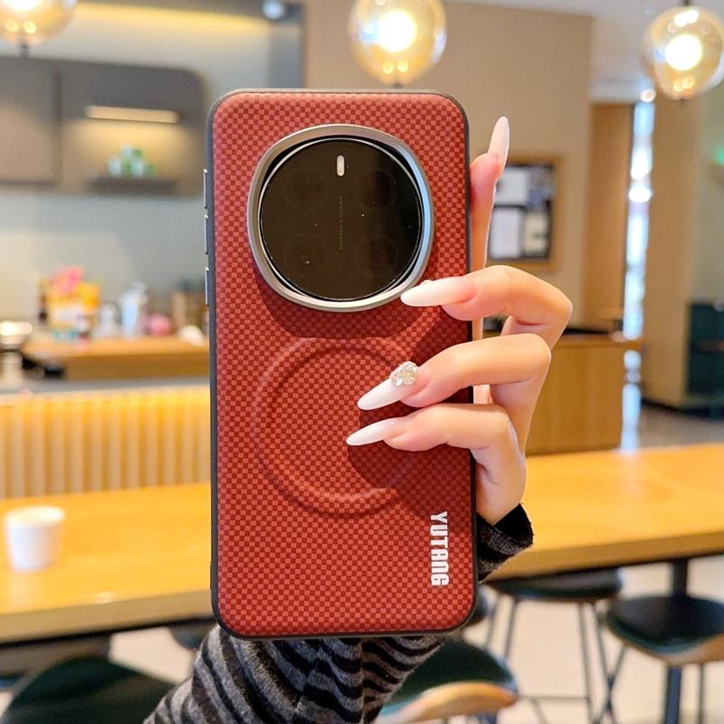 

For Honor Magic 7 6 Magic7 Magic6 Pro Case Magnetic Carbon Fiber Texture PU Leather Skin Protective Back Metal Lens Button Cover Honor Magic7