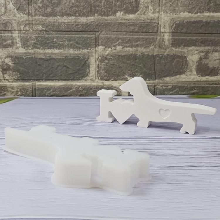 Love Heart Puppy Statue Silicone  Molds for Candle Soap Candy Chocolate Molds Gypsum Silicone Molds for Home Decoration