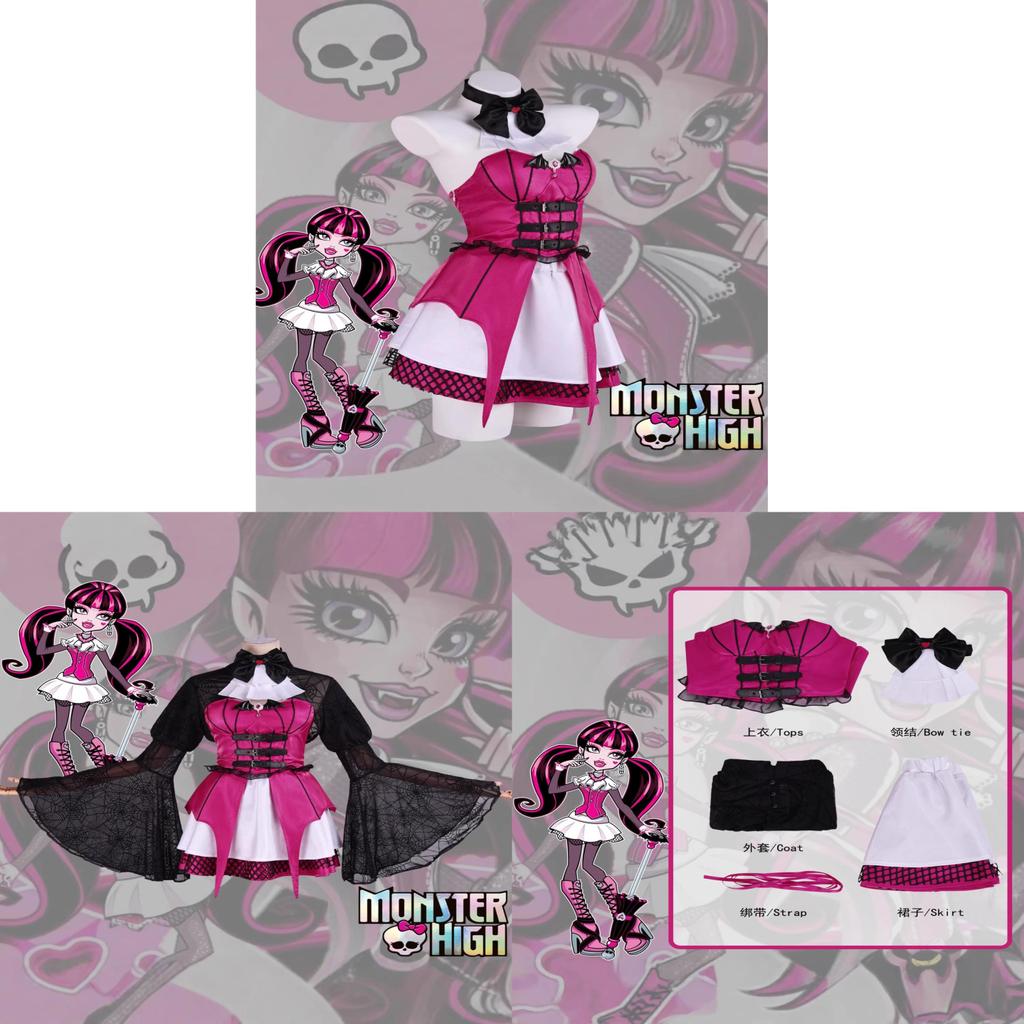 Monster High Draculaura Cosplay Costume For Halloween Vampire Lolita Short Skirt For Women