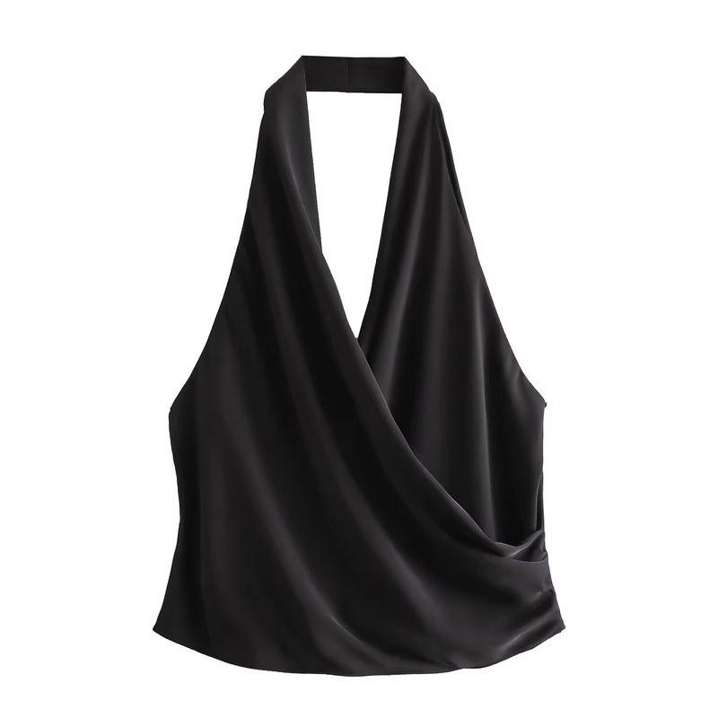 Kaslead New Women Clothes Western Style Fashion Silk Satin Texture Neck Collar Top 7969240 800