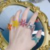 Transparent Resin Acrylic Flower Geometric Fashion Accessories Open Finger Ring Ring Joint Ring