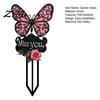 Memorial Garden Stake Butterfly Stake, Miss You Sign, Pink Weather Resistant Yard Art Rose for Lawn Courtyard Cemetery Decoration Commemorative Sign