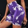 High-Waist Tie-Dyed Quick-Dry Yoga Shorts - Comfortable, Elastic, Women's Fitness Pants