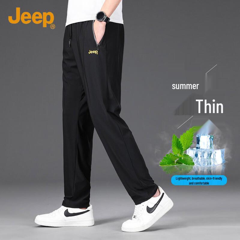

JEEP Men s Versatile Summer Thin Elastic Straight Leg Casual Sports Pants 4XL