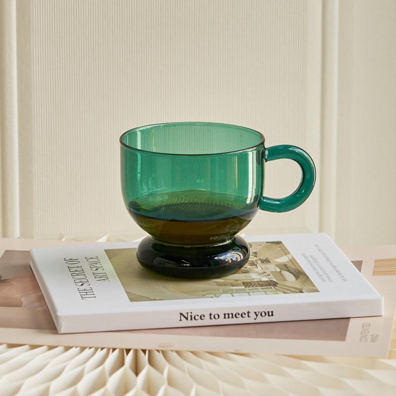 2PC Nordic glass coffee cup milk tea beer heat resistant cocktail wine mug Drinkware tumbler cups household Big mugs