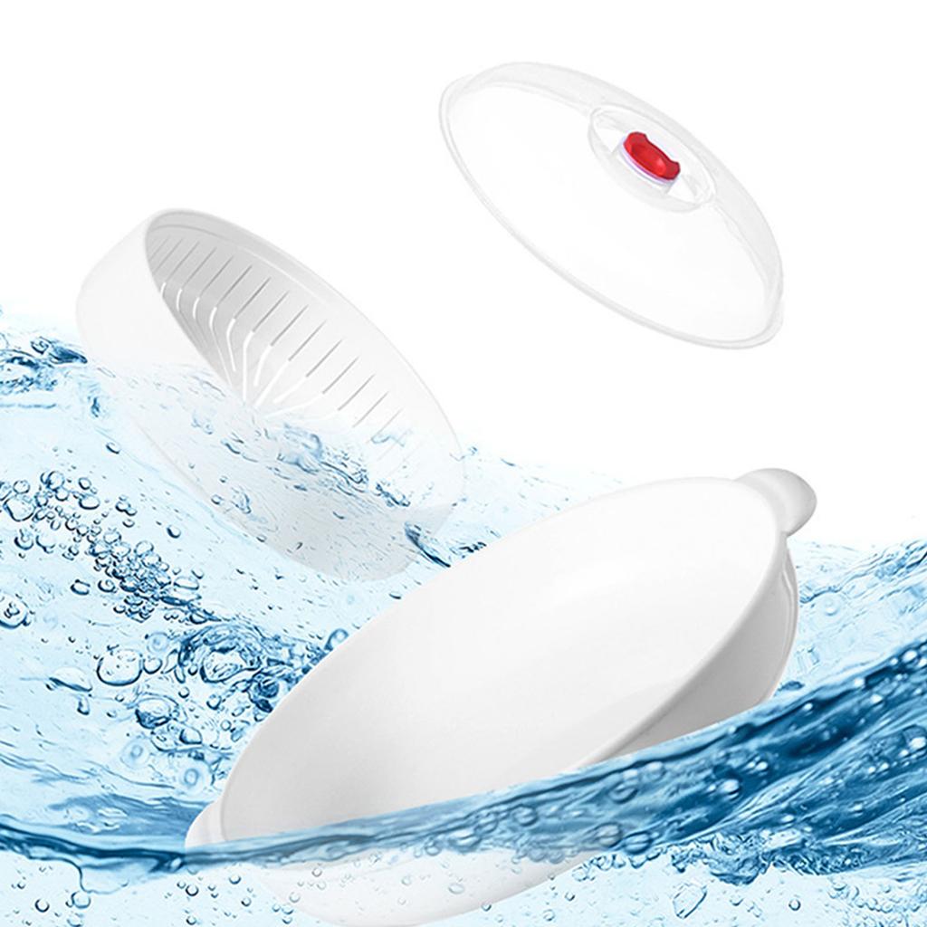 Parní hrnec do mikrovlnné trouby s širokými ergonomickými držadly, průhledným víkem a parními otvory pro efektivní ohřev, materiál PP5, vícevrstvý design