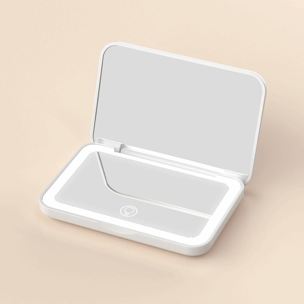 Mini Folding Makeup Mirror Portable 3 Color Lighting Aesthetic Vanity Mirrors Magnifying Touch Screen LED Light Desktop Mirror