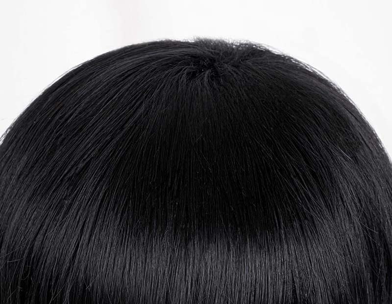 Heat-resistant Mushroom Cosplay Wig, Black, for Cosplay, Costumes, School Festivals, Includes Wig Net and Comb