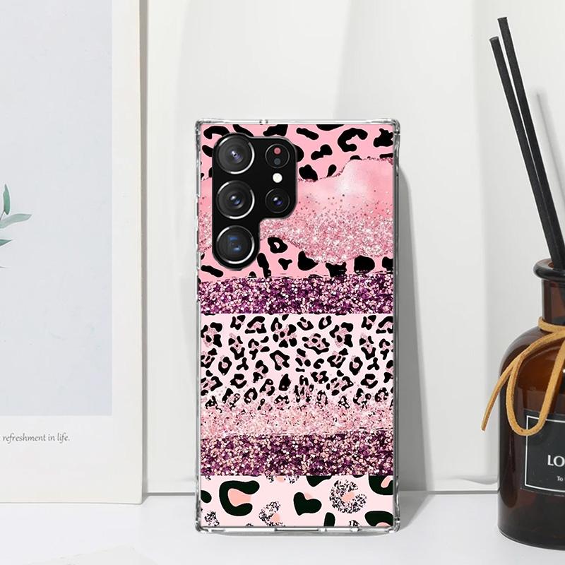 Pink Leopard Print Phone Case For Samsung Galaxy S26 S25 Edge S24 FE S23 S22 Ultra S21 Plus S20 + Art Fundas Back Cover Galaxy S